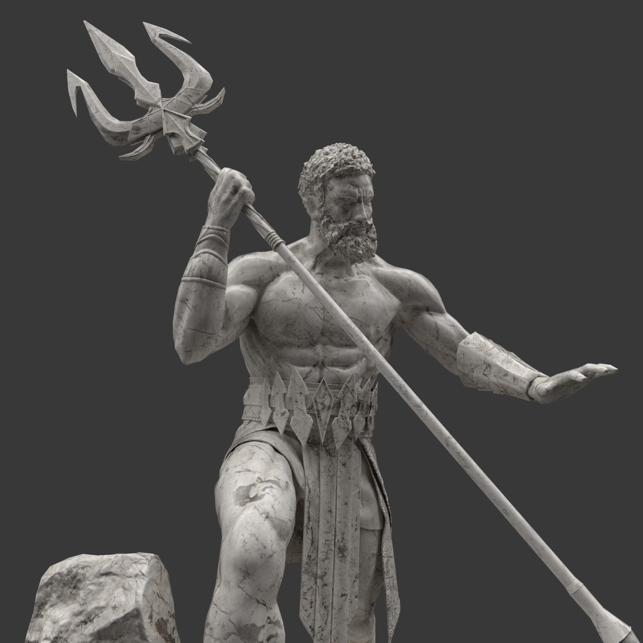 Poseidon Statue Low-poly 3D model_11