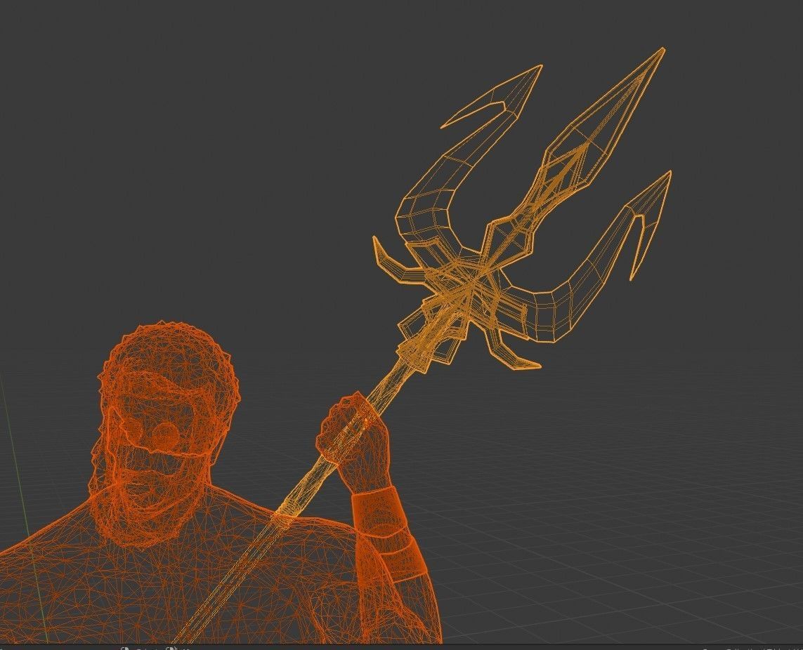 Poseidon Statue Low-poly 3D model_10