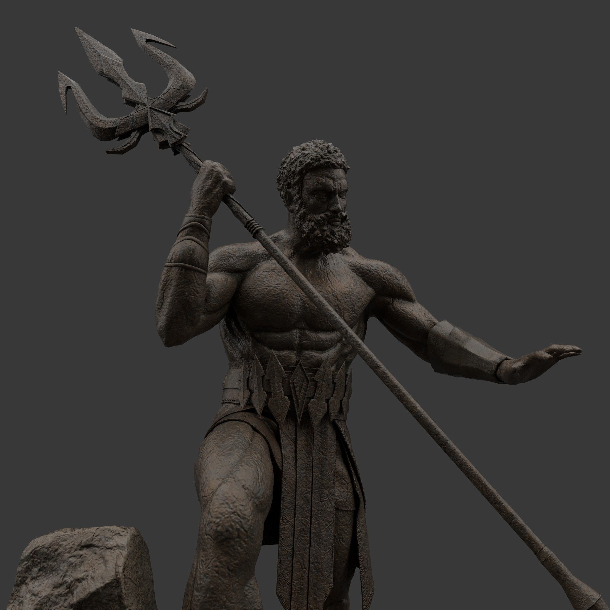 Poseidon Statue Low-poly 3D model_6