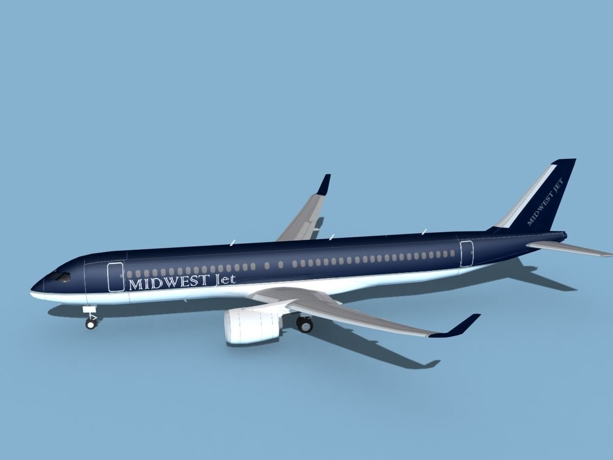 Airbus A220-300 Midwest Jet 3D model_9