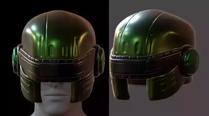 Gas mask helmet 3d model scifi Low-poly 