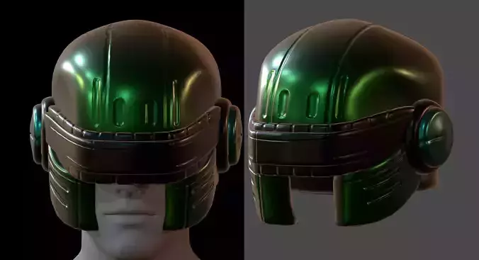 Gas mask helmet 3d model scifi Low-poly 