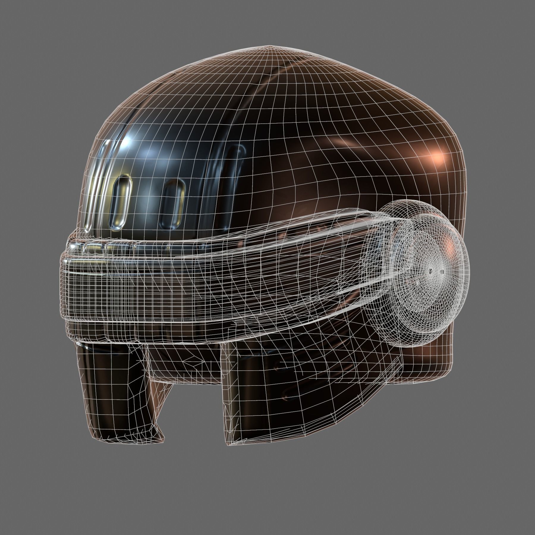 Gas mask helmet 3d model scifi Low-poly 3D model_7