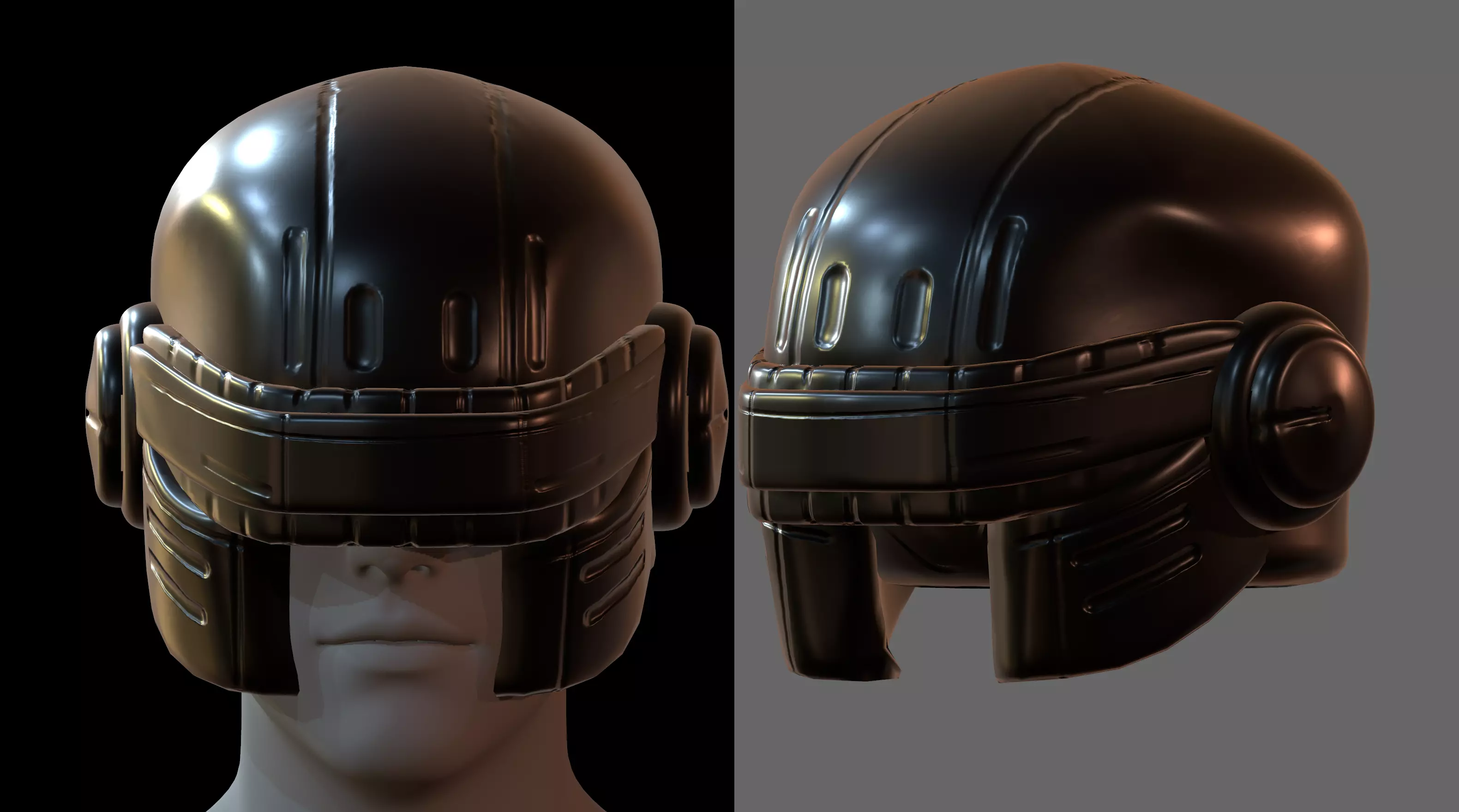 Gas mask helmet 3d model scifi Low-poly 3D model_0