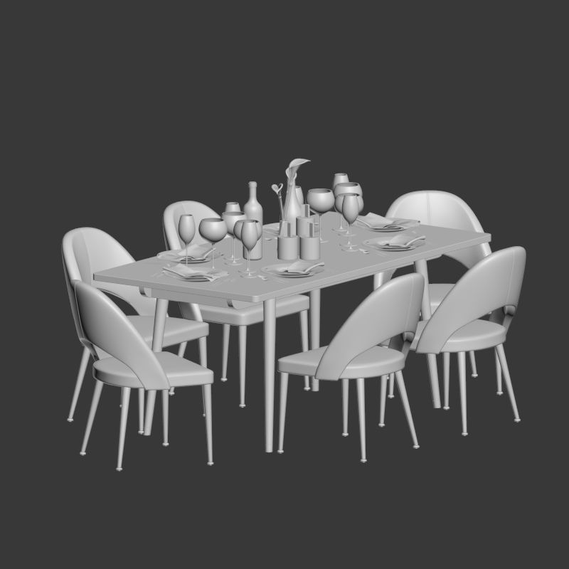 Dinning Set 16 3D model_2