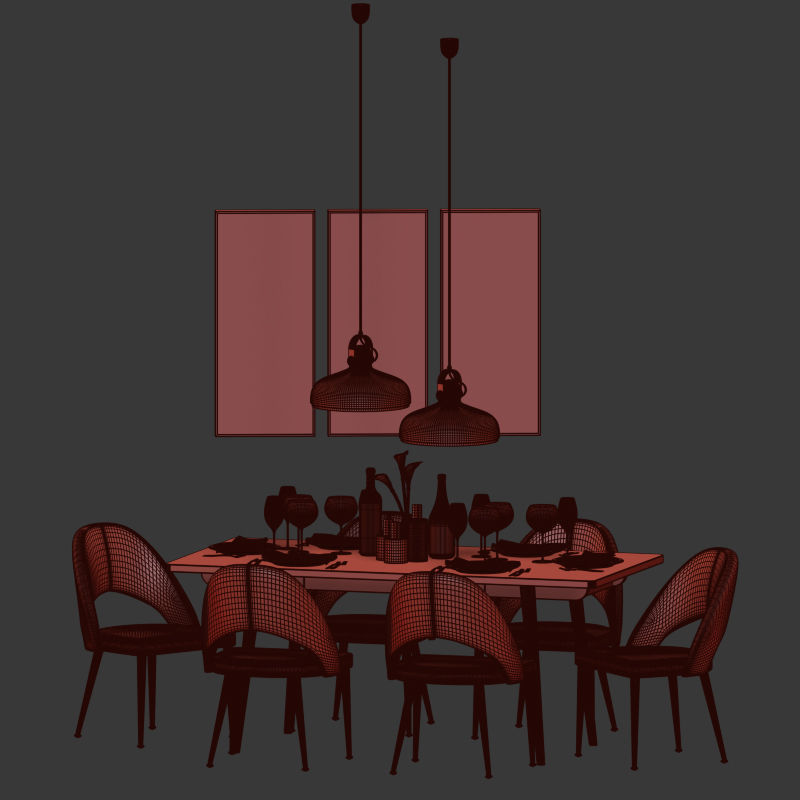 Dinning Set 16 3D model_4