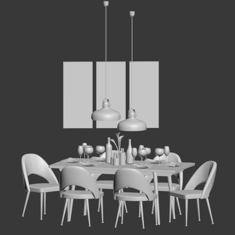 Dinning Set 16 3D model_3