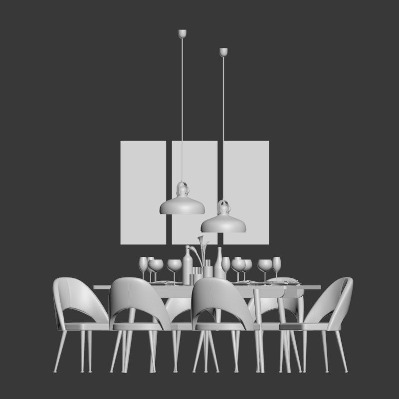 Dinning Set 16 3D model_1