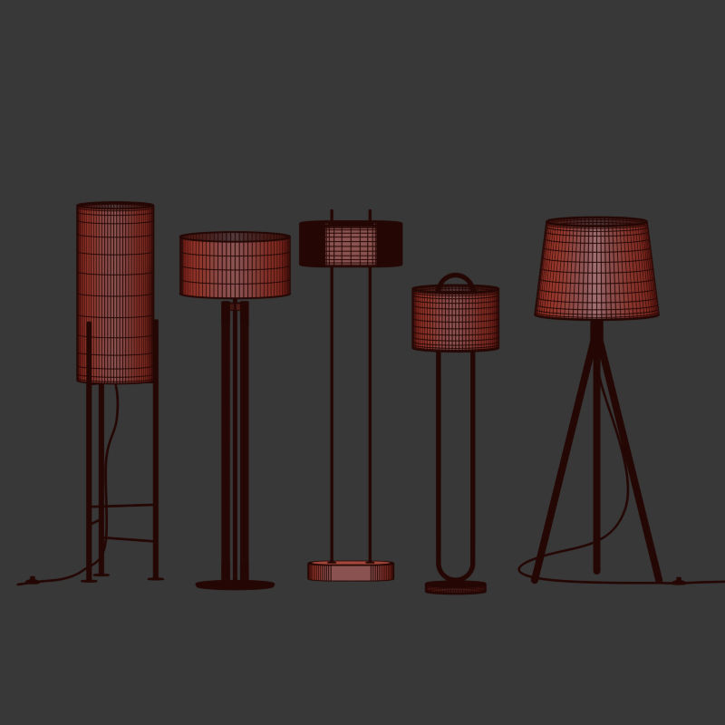 CB2 5 Floor Lamps Set 1 3D model_4
