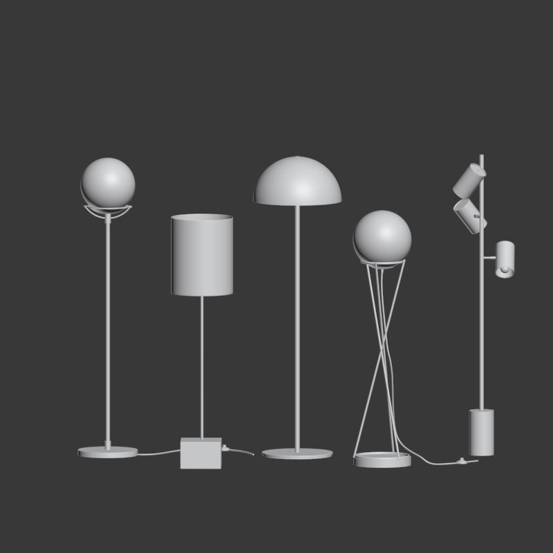 CB2 5 Floor Lamps Set 2 3D model_1