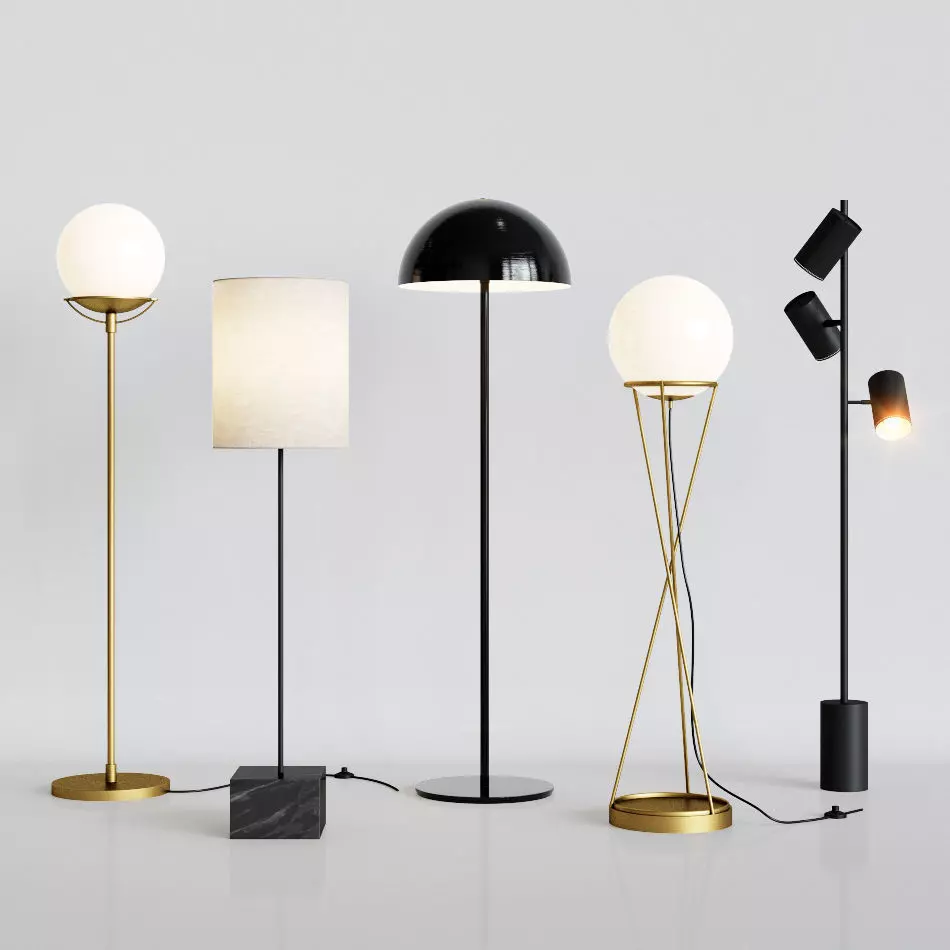 CB2 5 Floor Lamps Set 2 3D model_0