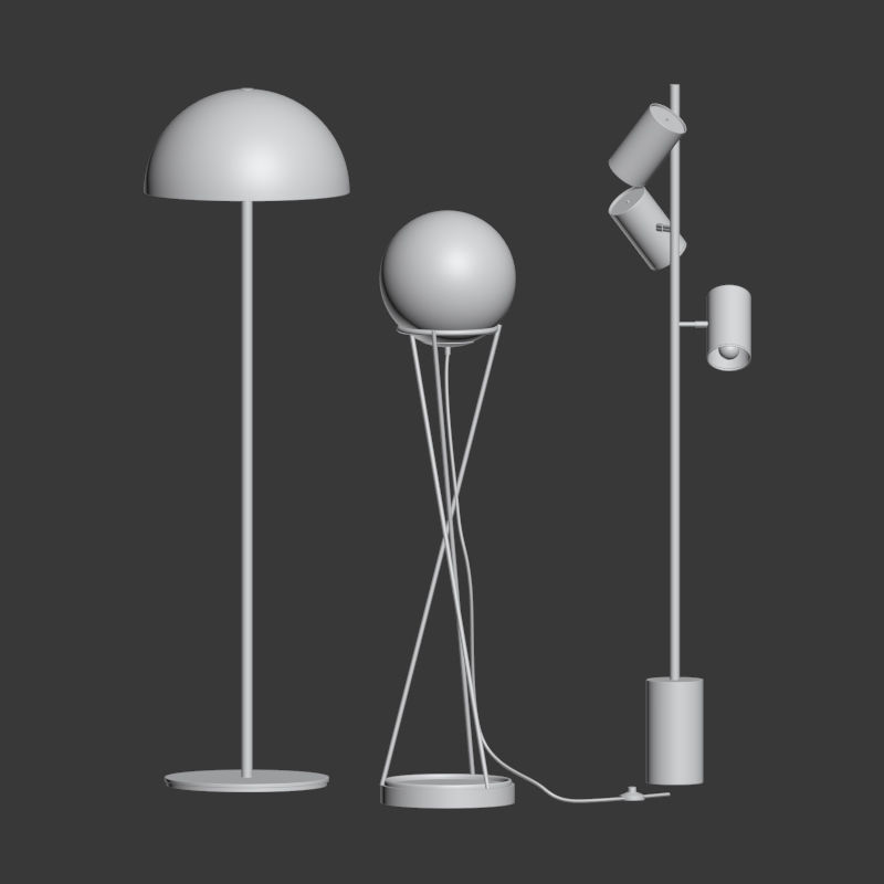 CB2 5 Floor Lamps Set 2 3D model_3