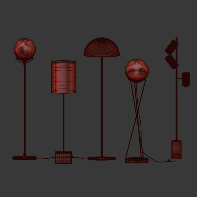 CB2 5 Floor Lamps Set 2 3D model_4