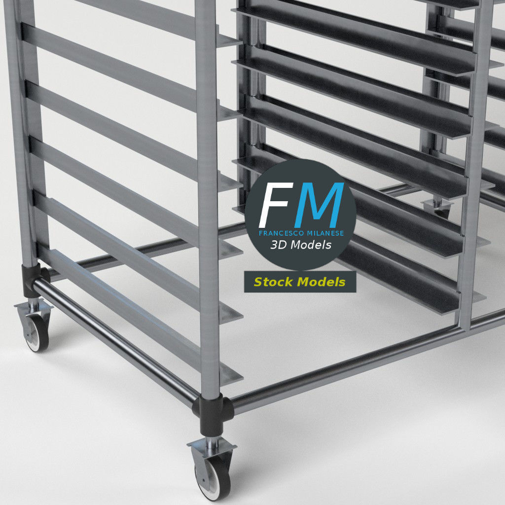 Double canteen tray trolley 3D model_5