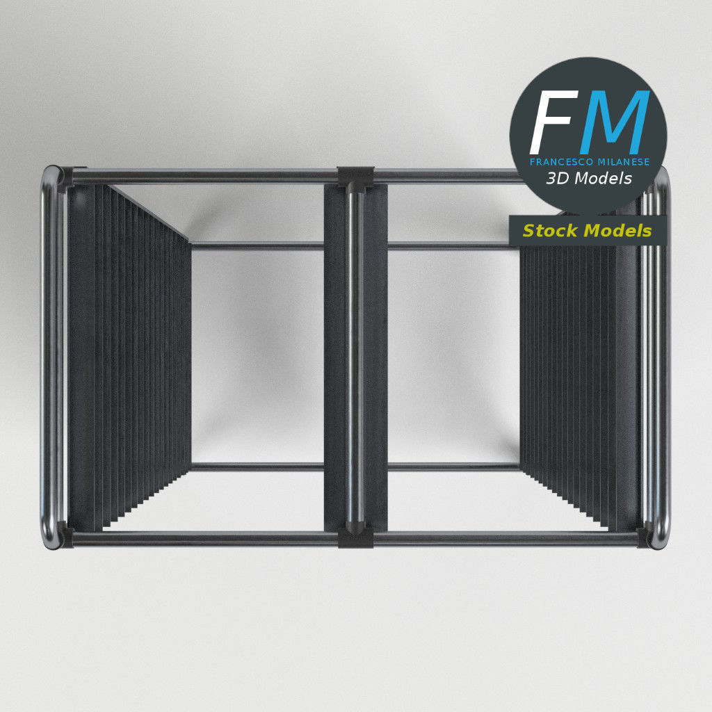 Double canteen tray trolley 3D model_6