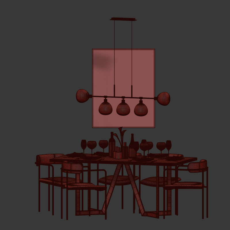 Dinning Set 17 3D model_2