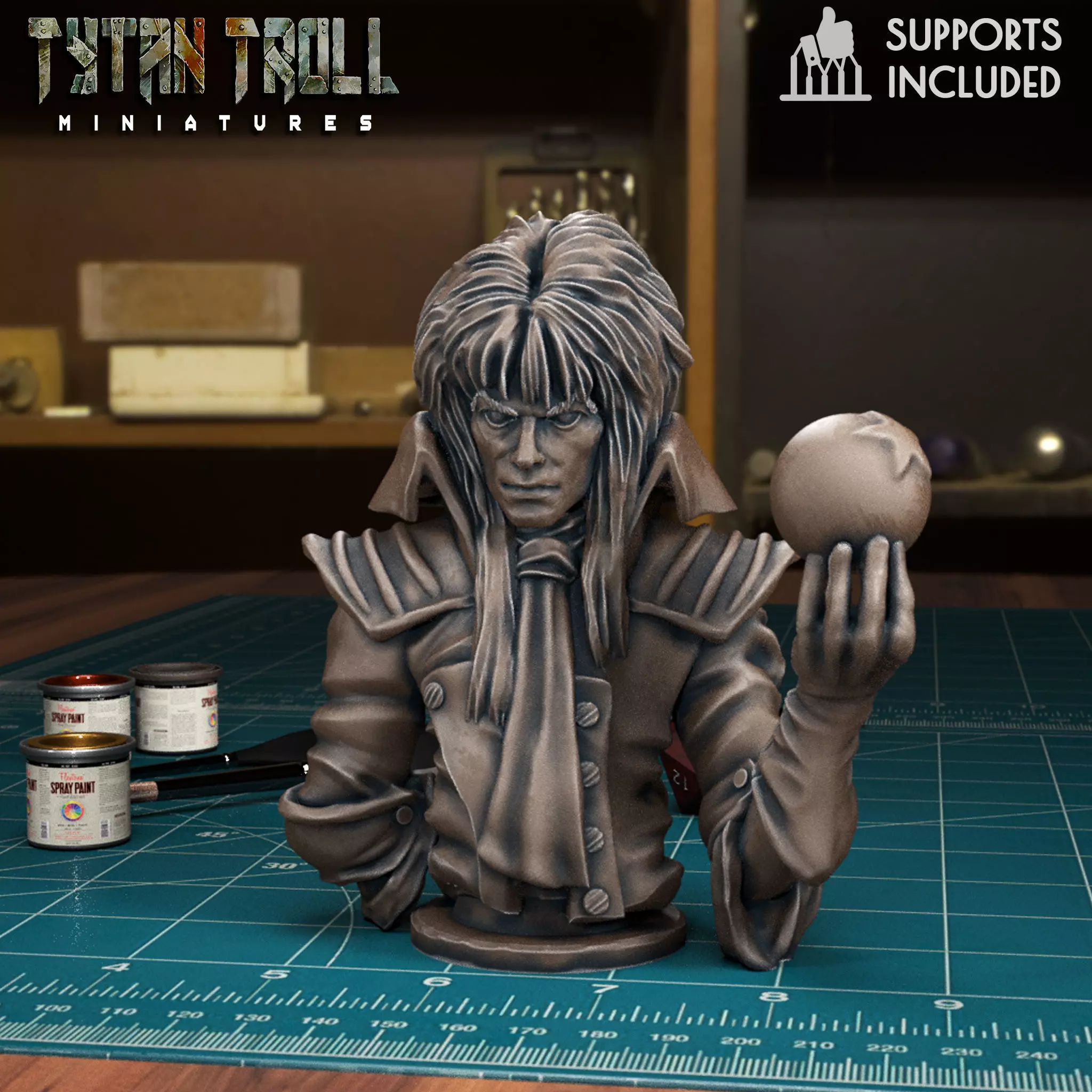 David Bowie Goblin King Bust - Pre Supported 3D print model