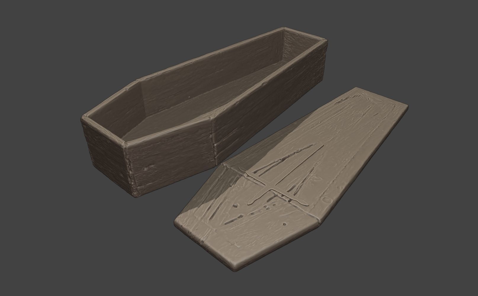 Coffin wooden 3D print model_12