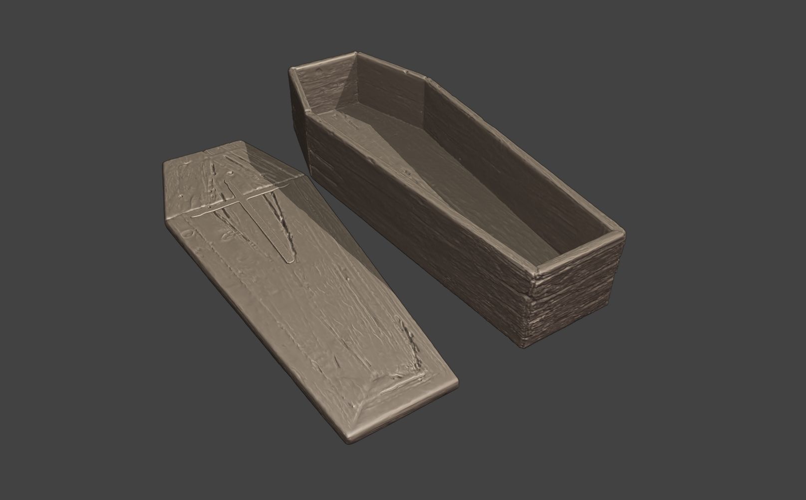 Coffin wooden 3D print model_1