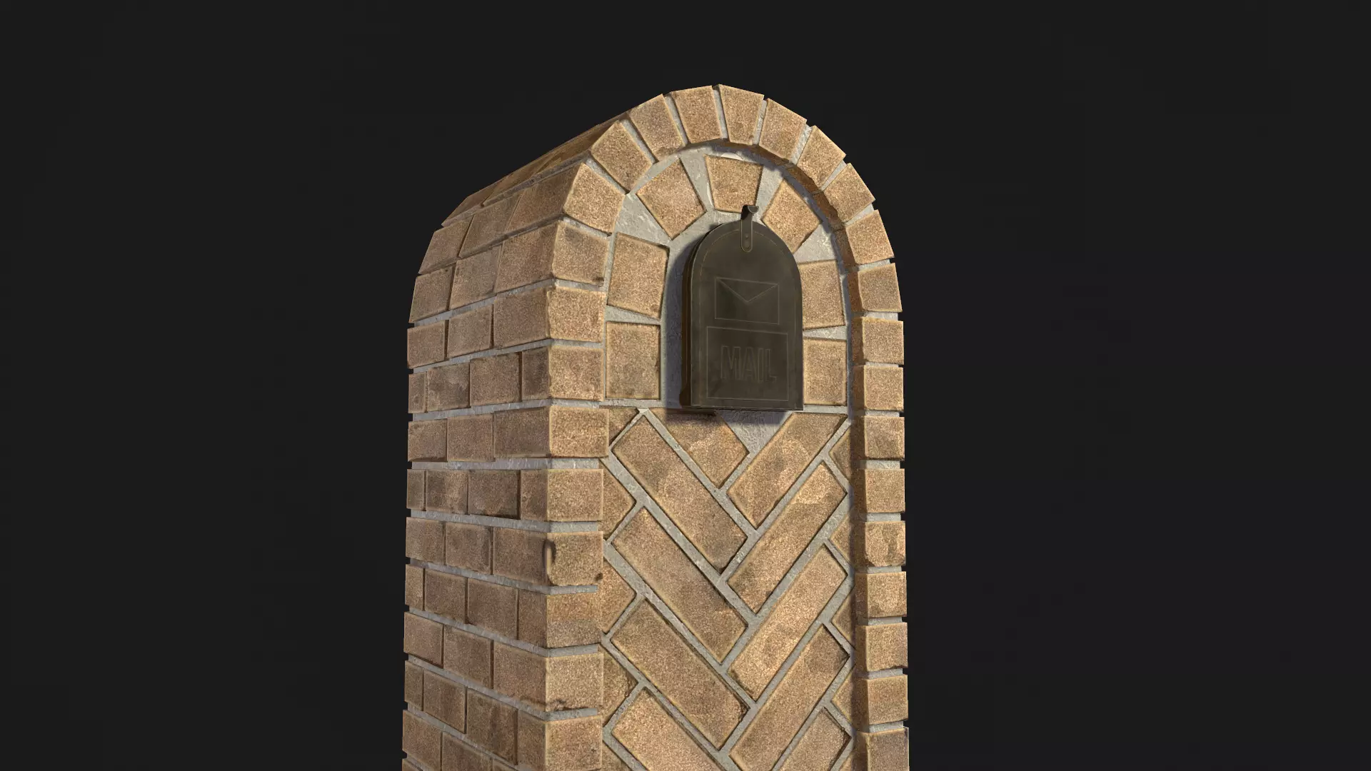 Brick Mailbox Low-poly 3D model_0