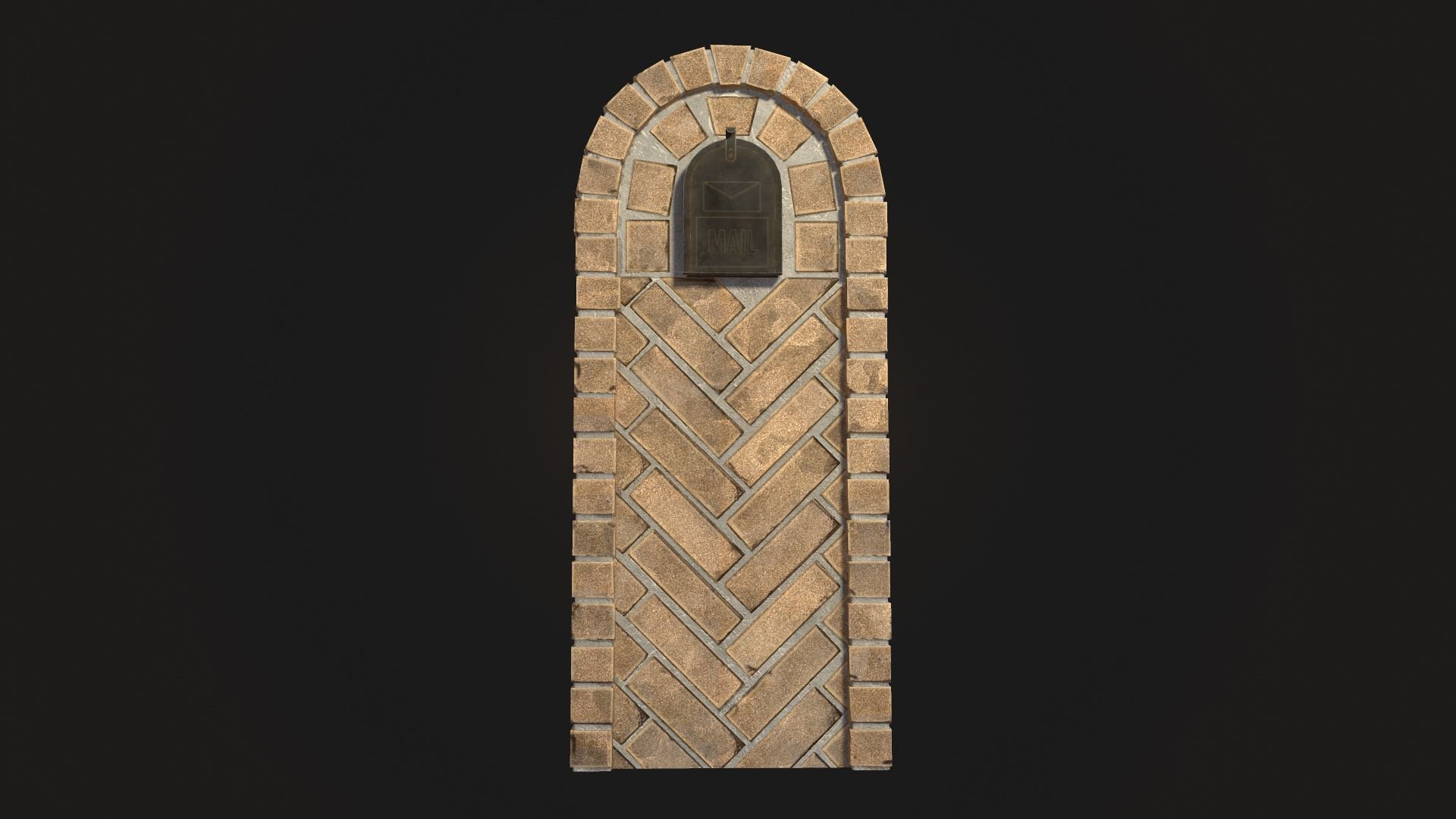 Brick Mailbox Low-poly 3D model_2