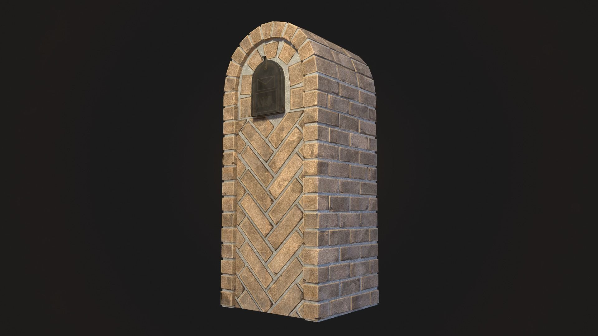 Brick Mailbox Low-poly 3D model_3