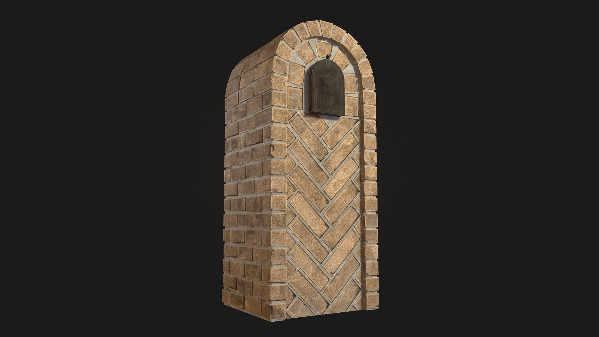 Brick Mailbox Low-poly 3D model_1