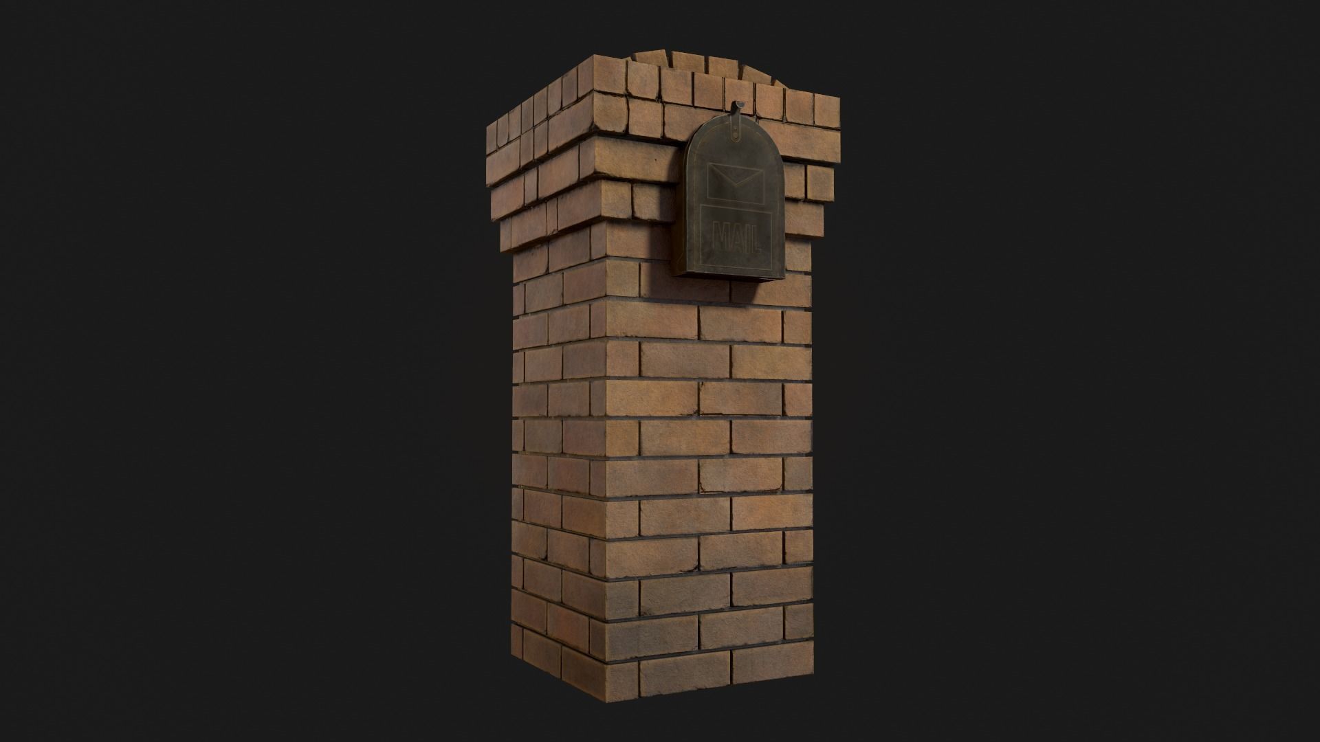 Brick Mailbox Low-poly 3D model_1