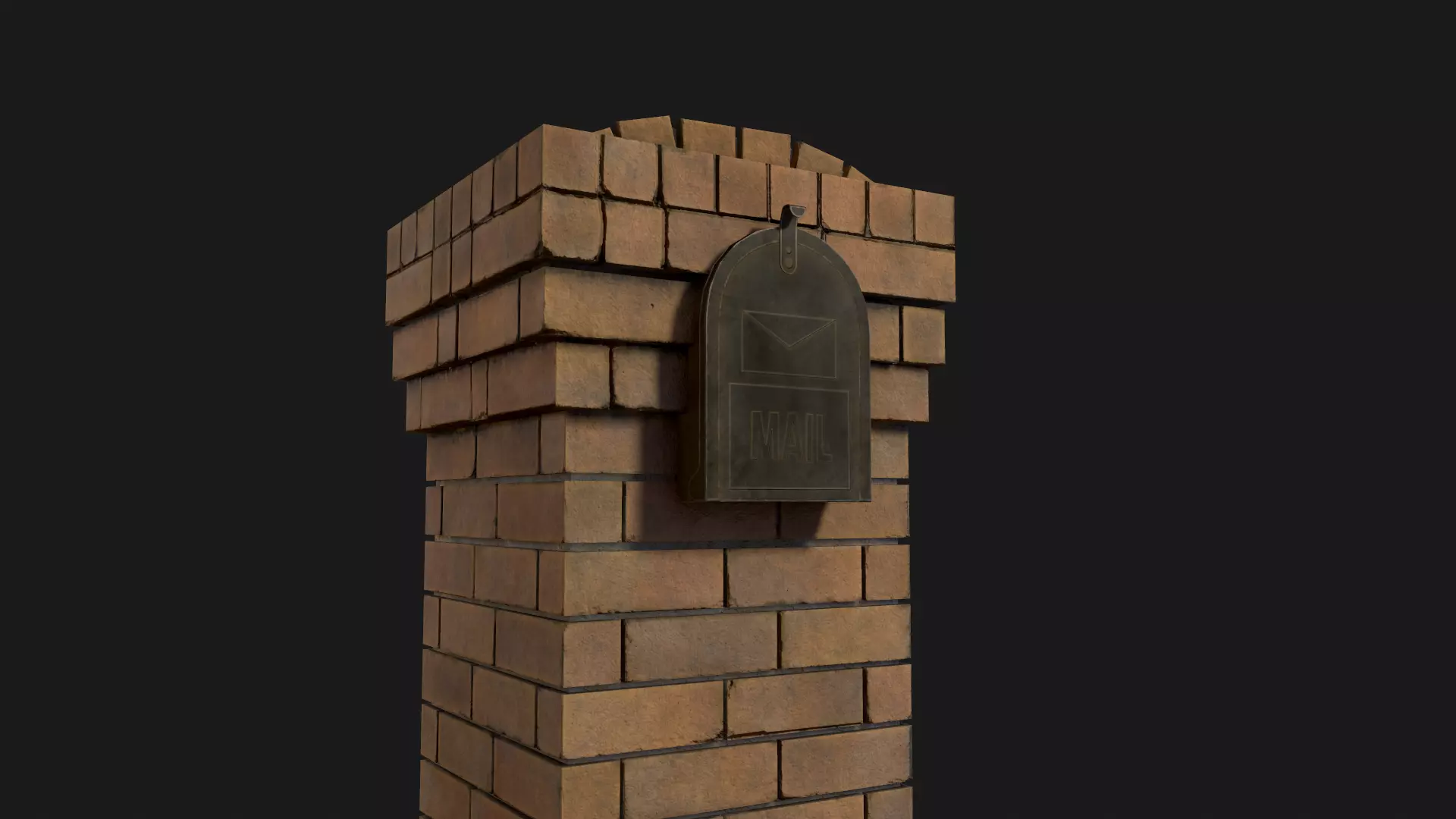 Brick Mailbox Low-poly 3D model_0