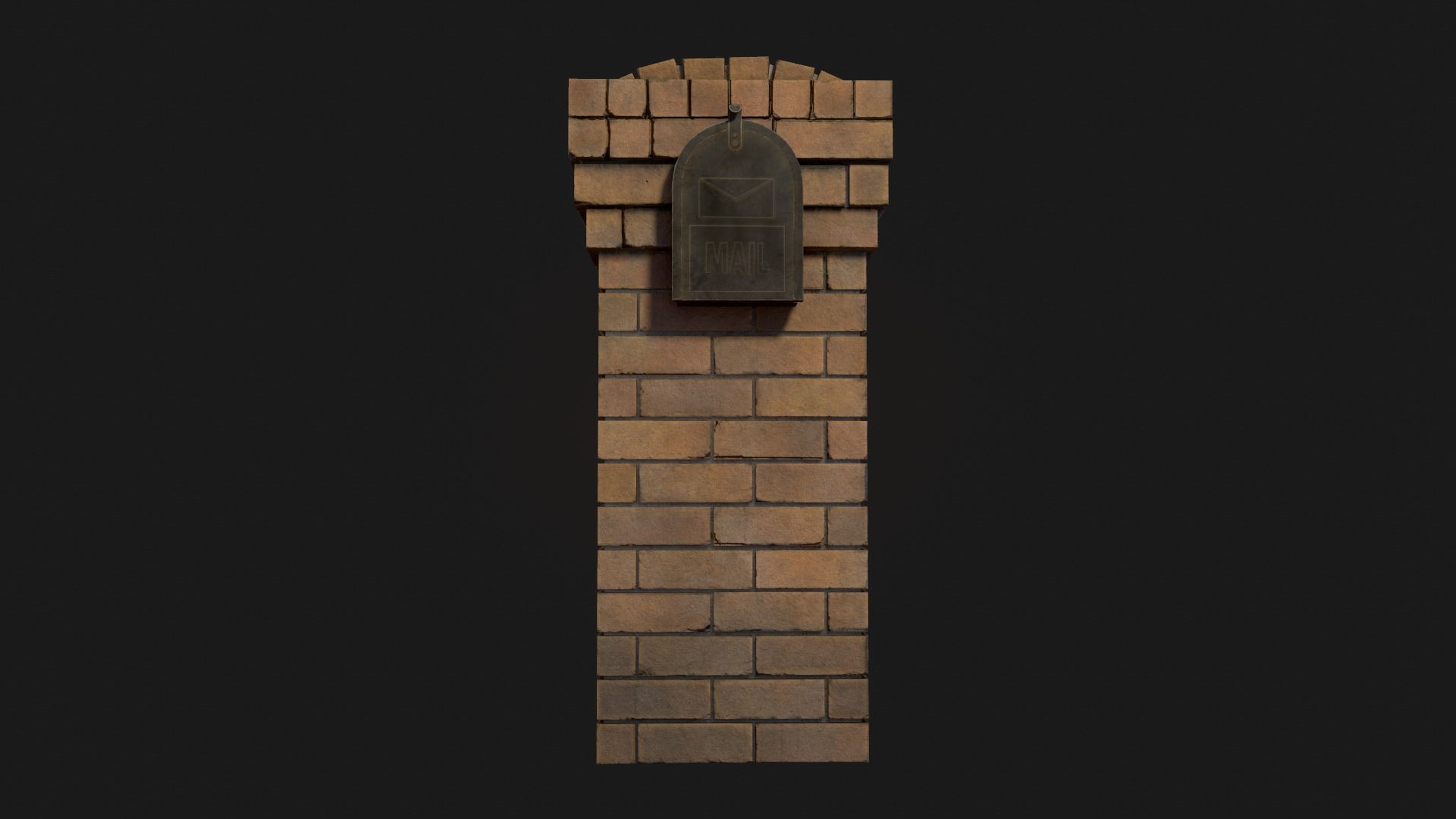 Brick Mailbox Low-poly 3D model_2