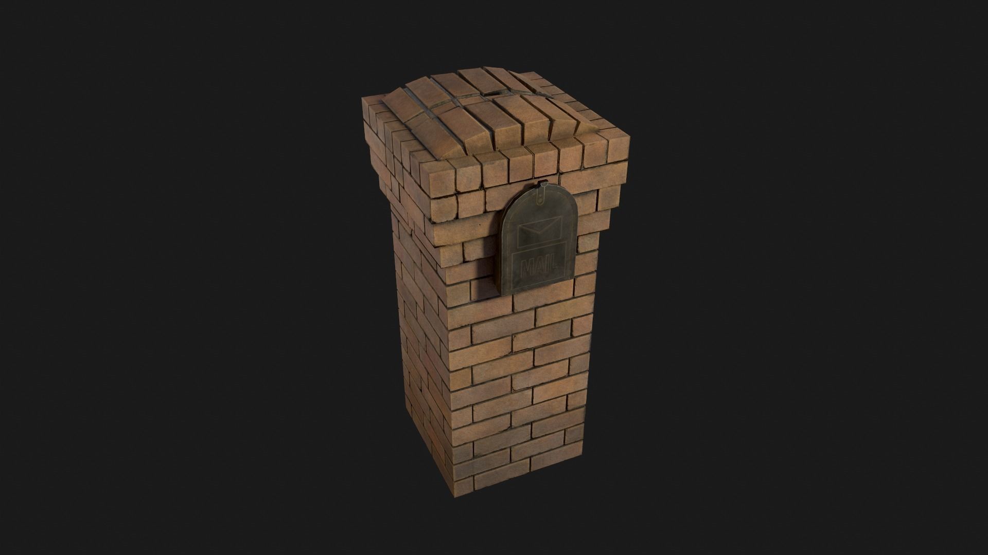 Brick Mailbox Low-poly 3D model_4