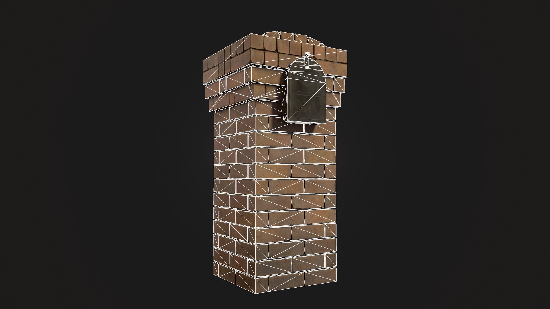 Brick Mailbox Low-poly 3D model_5