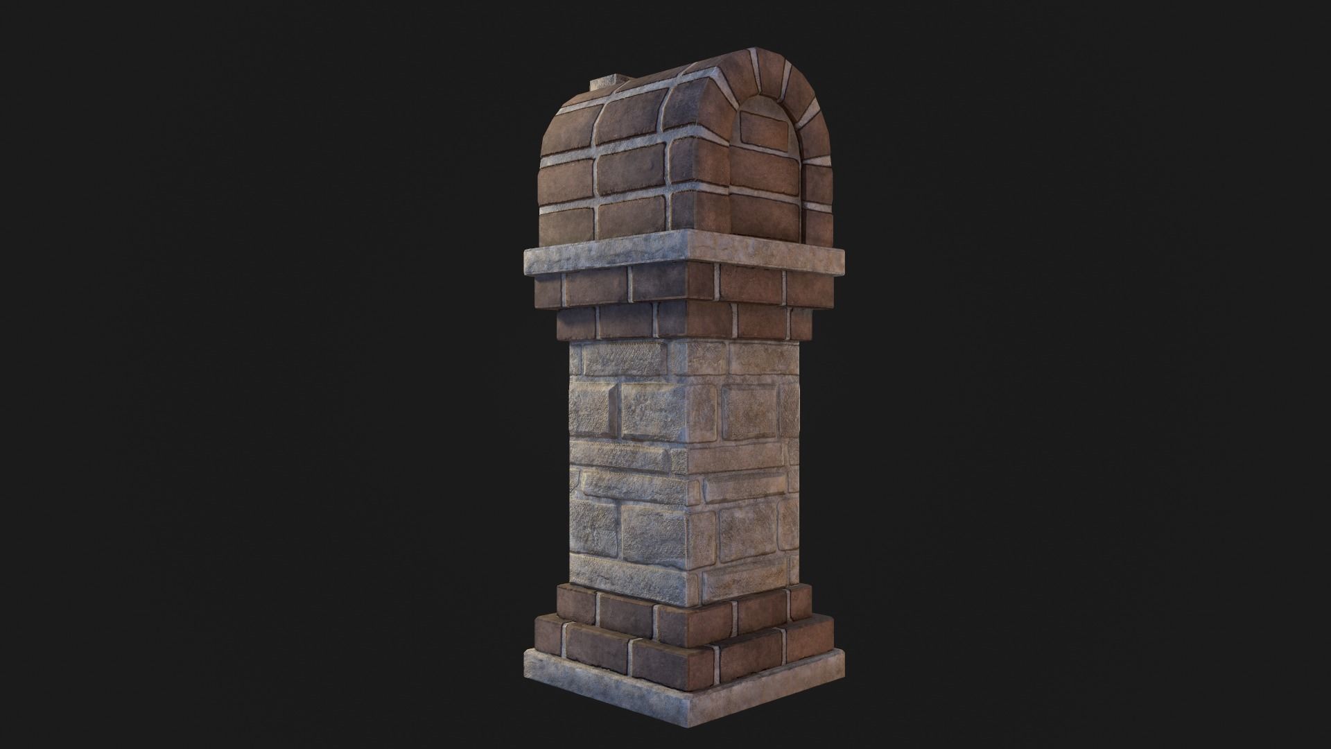 Brick Mailbox Low-poly 3D model_5