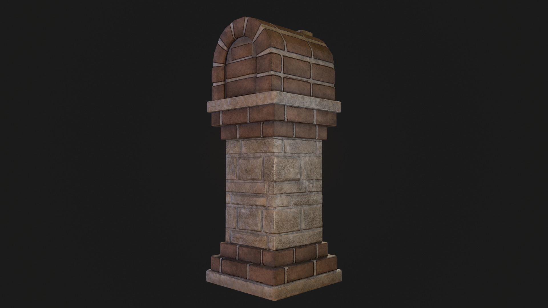 Brick Mailbox Low-poly 3D model_4