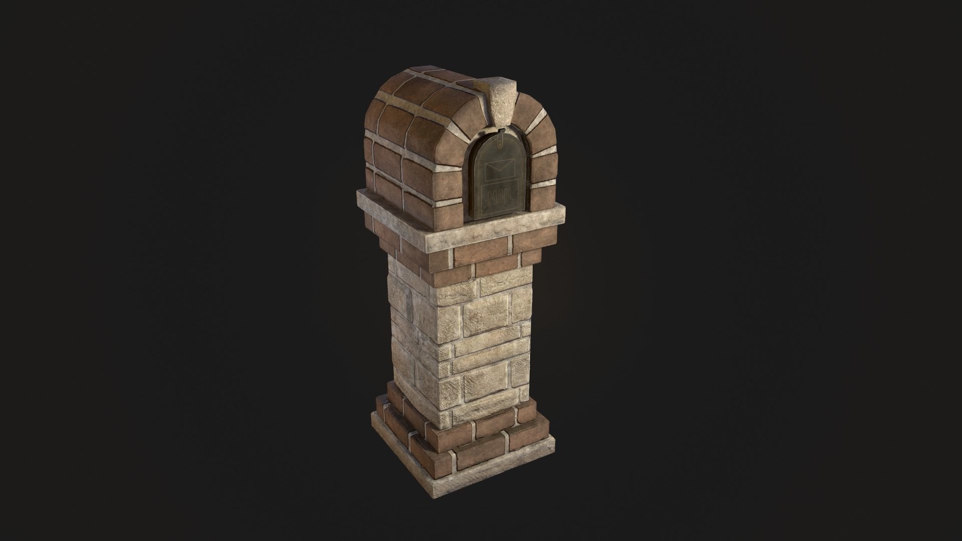 Brick Mailbox Low-poly 3D model_3