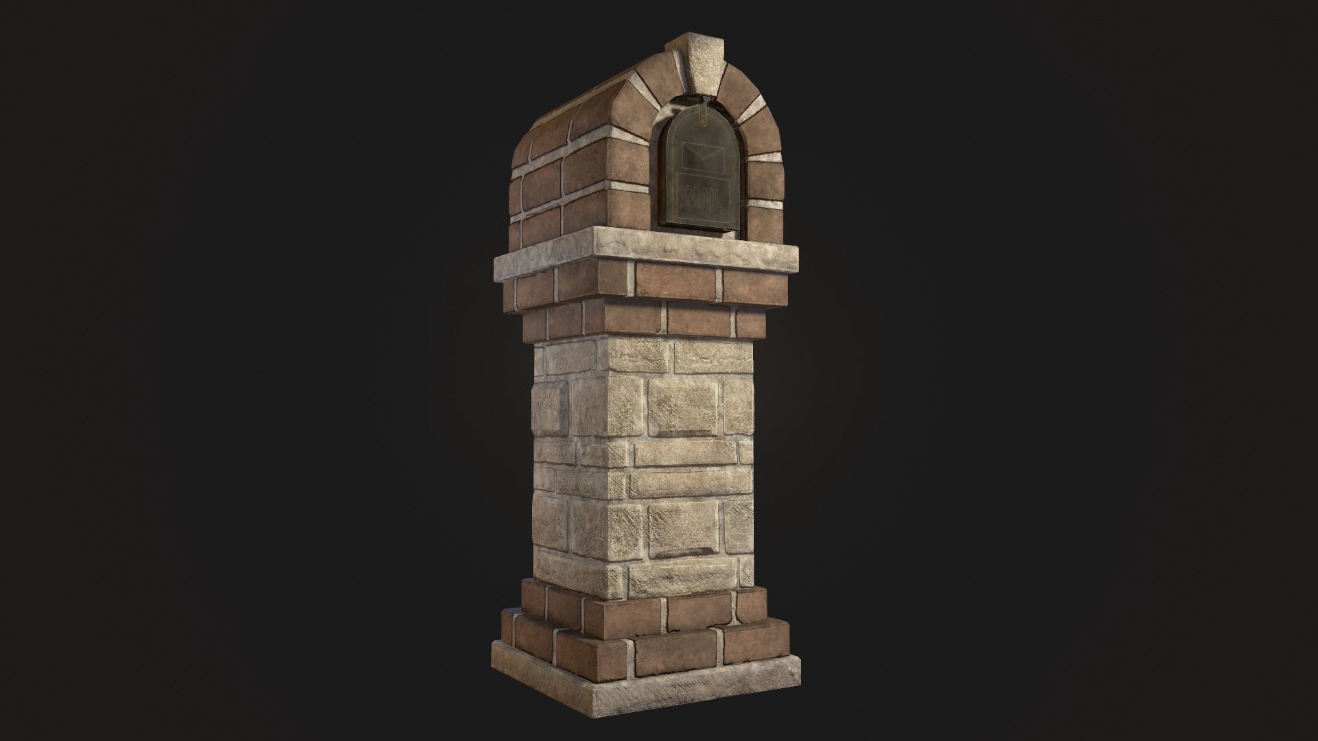Brick Mailbox Low-poly 3D model_2