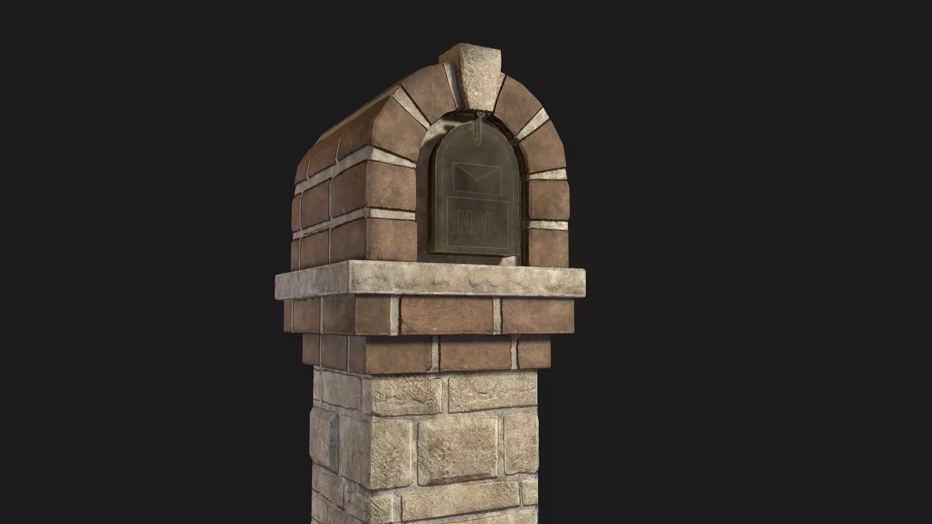 Brick Mailbox Low-poly 3D model_0