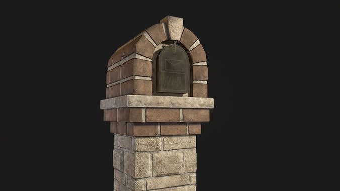 Brick Mailbox Low-poly 3D model