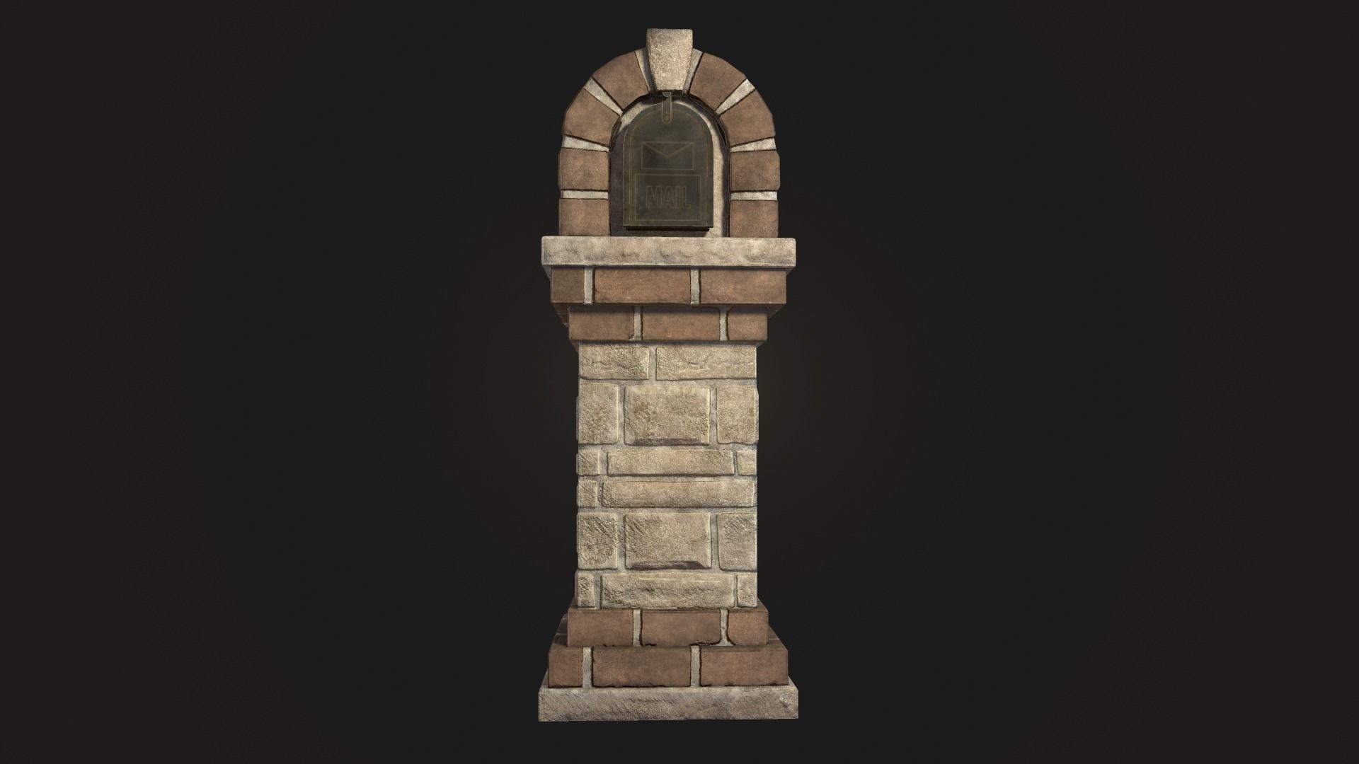 Brick Mailbox Low-poly 3D model_1