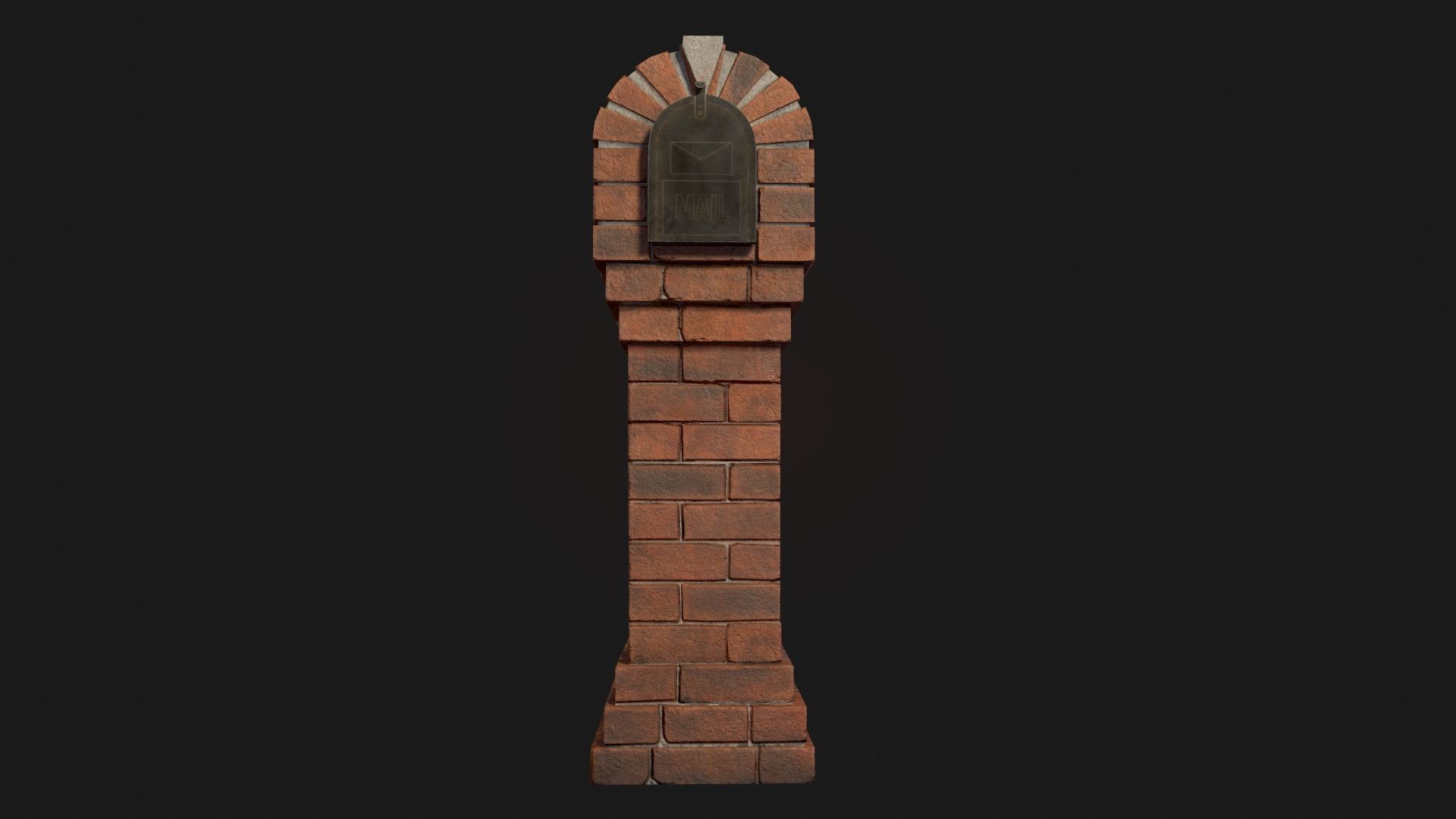 Brick Mailbox Low-poly 3D model_1