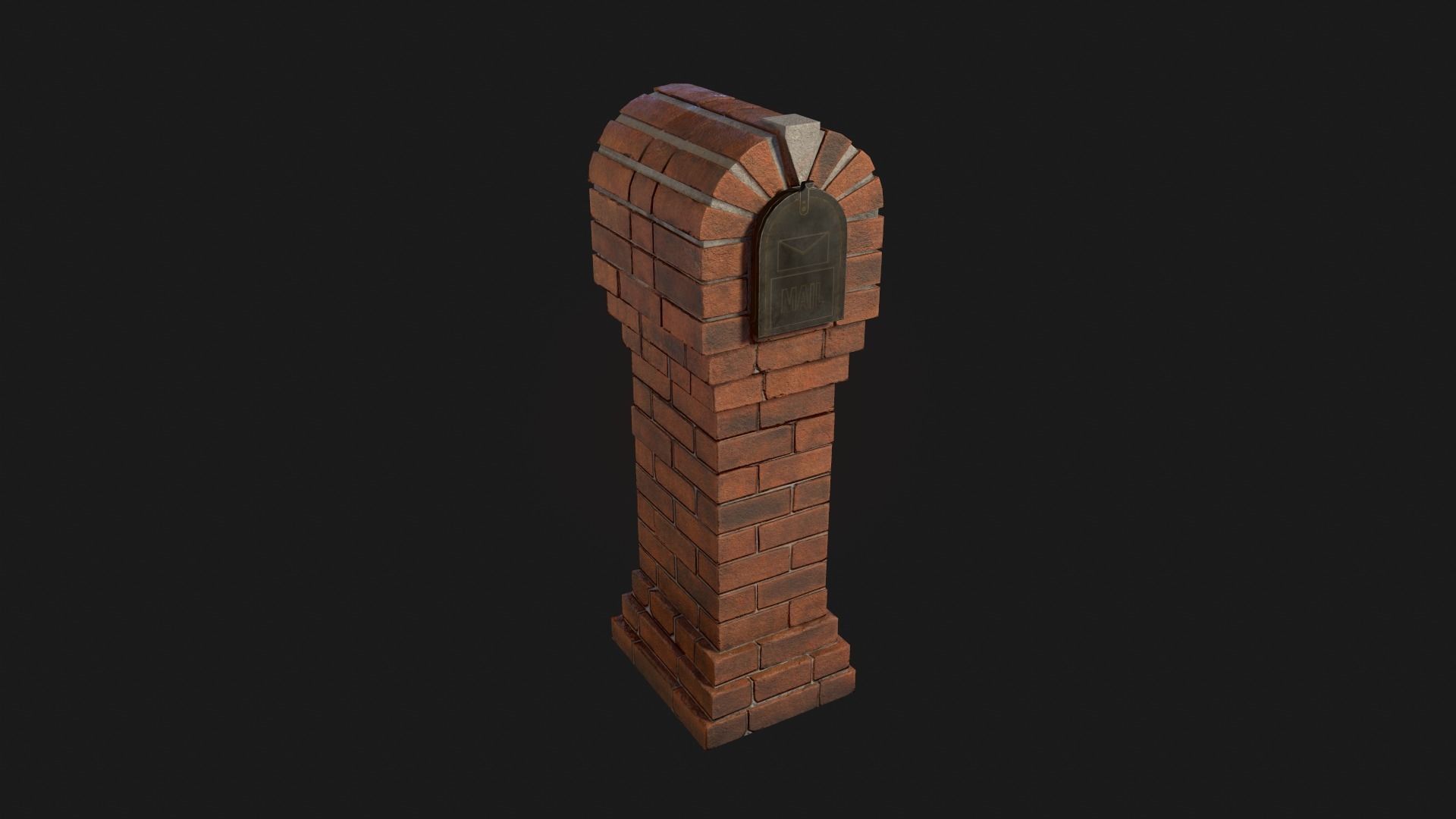 Brick Mailbox Low-poly 3D model_2