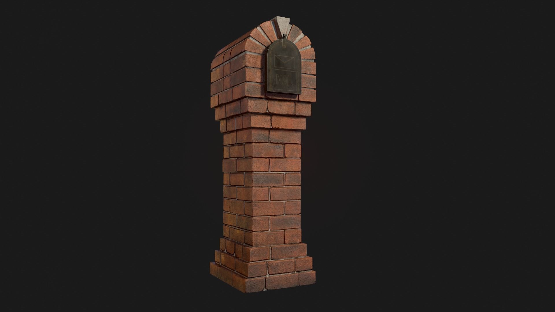 Brick Mailbox Low-poly 3D model_3