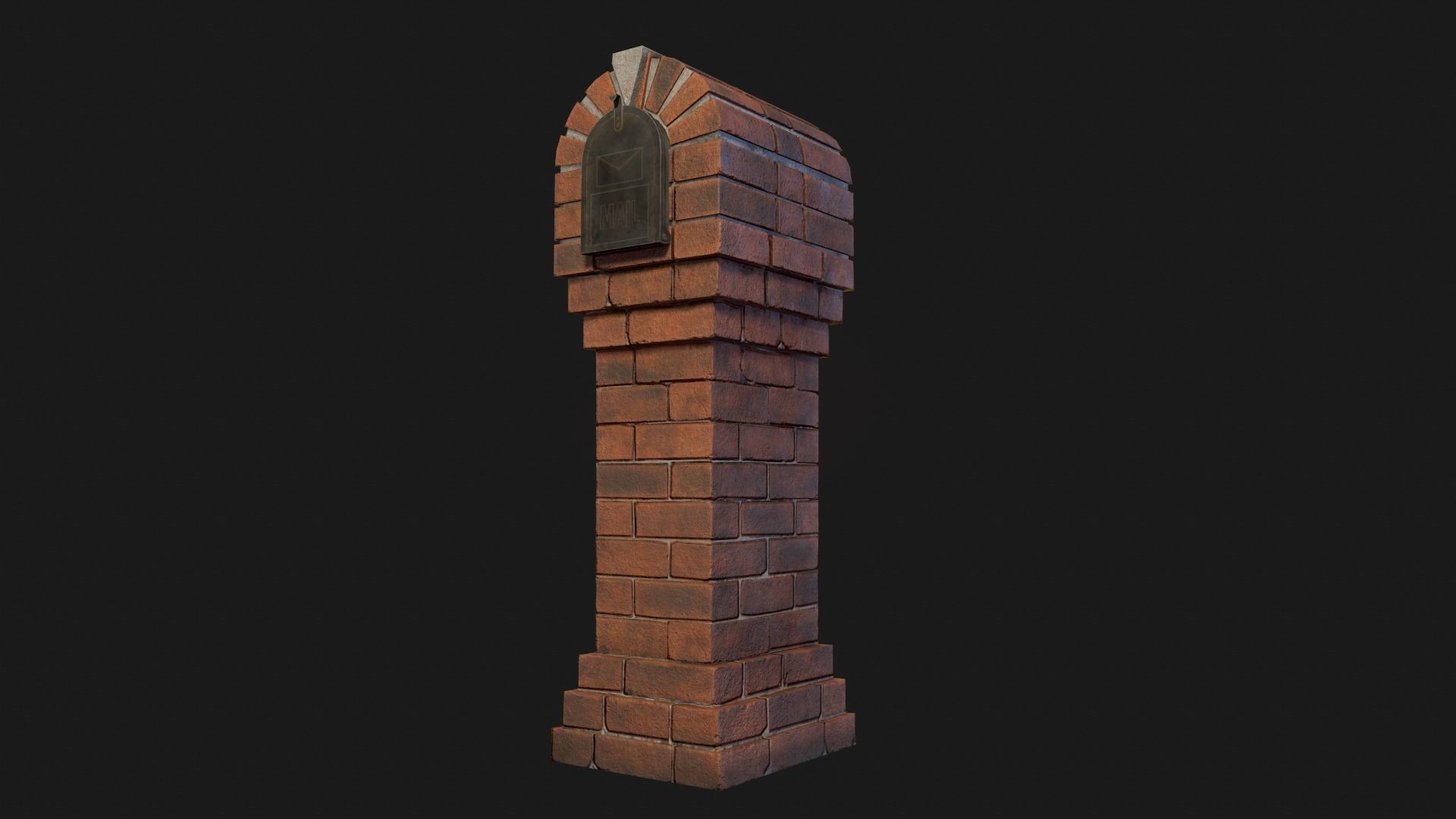 Brick Mailbox Low-poly 3D model_4