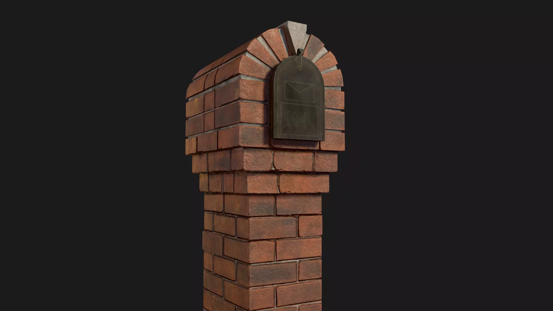 Brick Mailbox Low-poly 3D model_0