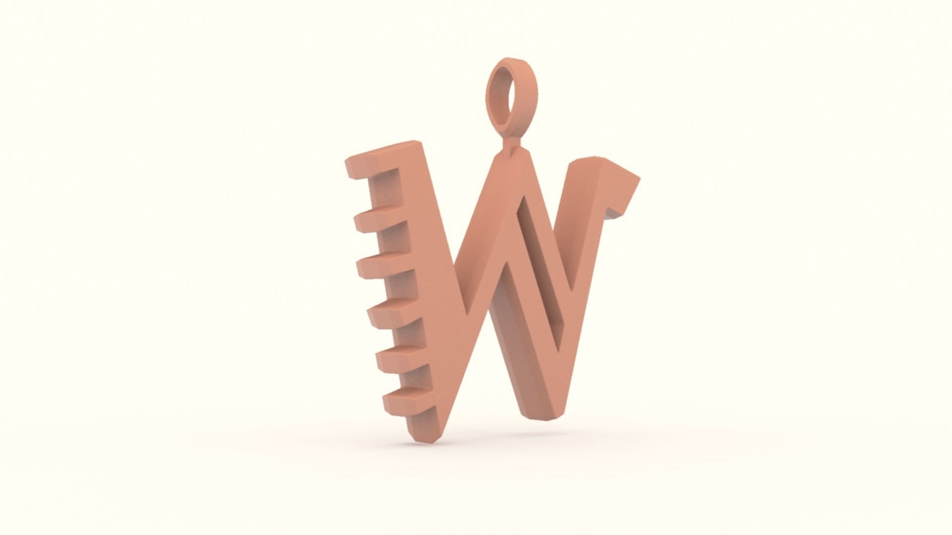 W Letter Pendant Gold 3D print model_7