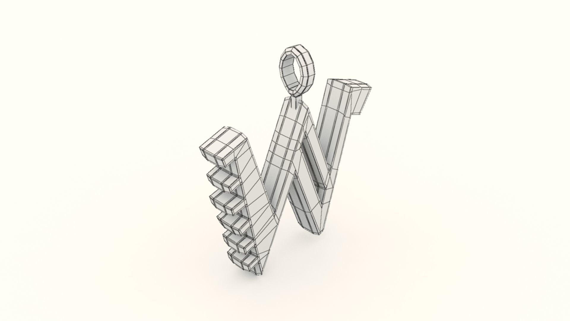 W Letter Pendant Gold 3D print model_9