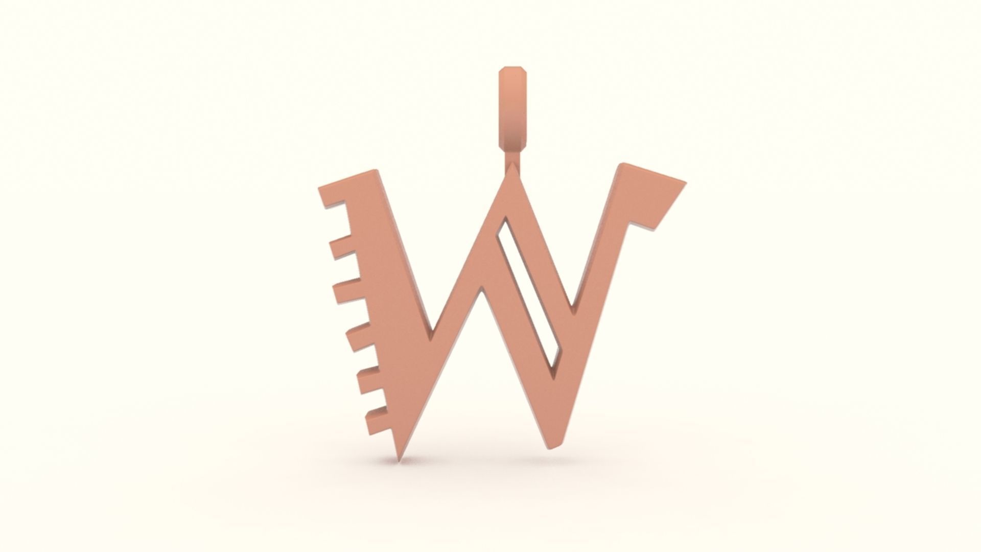W Letter Pendant Gold 3D print model_5