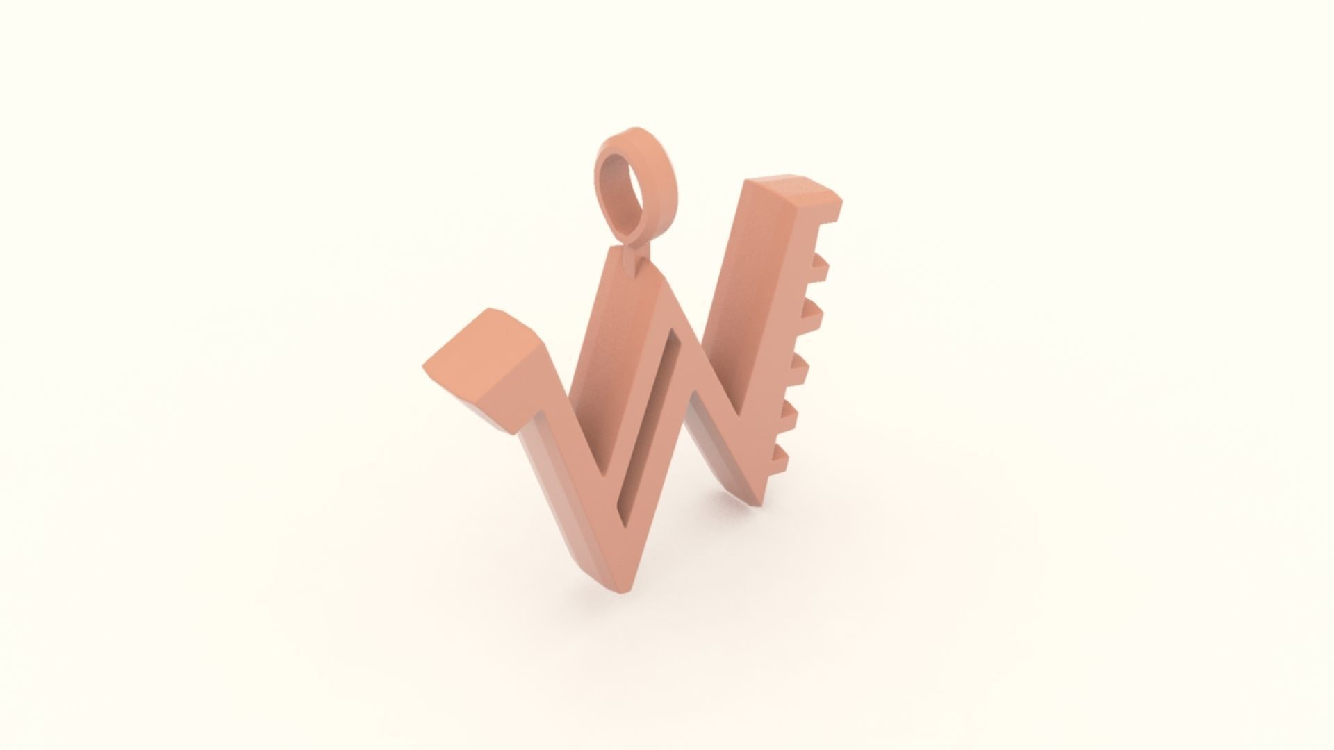 W Letter Pendant Gold 3D print model_6
