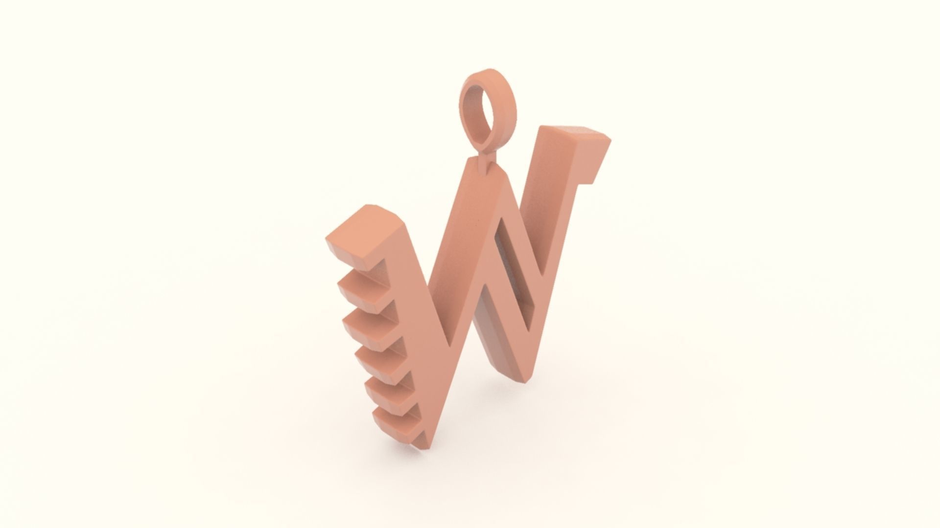W Letter Pendant Gold 3D print model_4