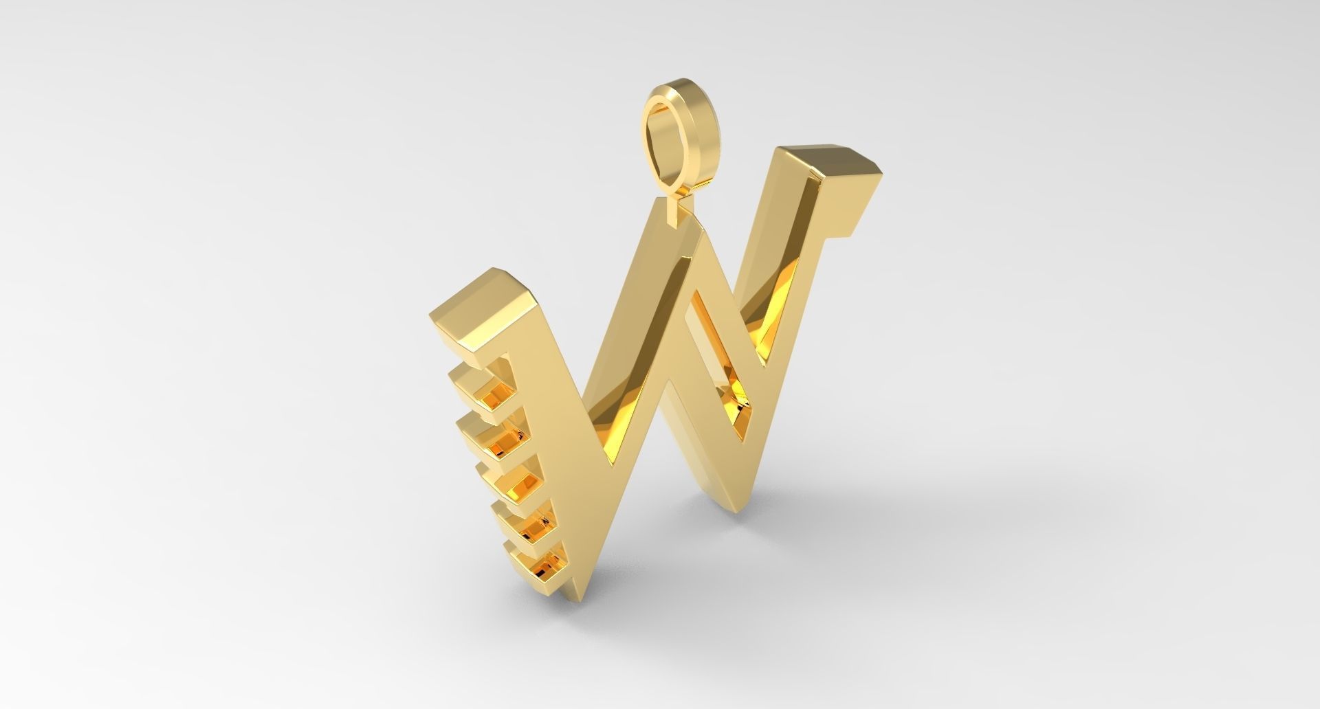 W Letter Pendant Gold 3D print model_2